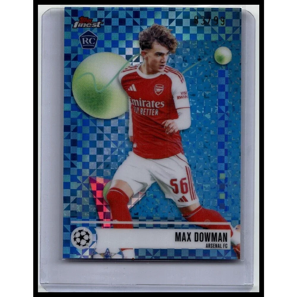 2025-26 Finest UEFA Max Dowman #56 Arsenal FC Blue Checkerboard Refractor #/99